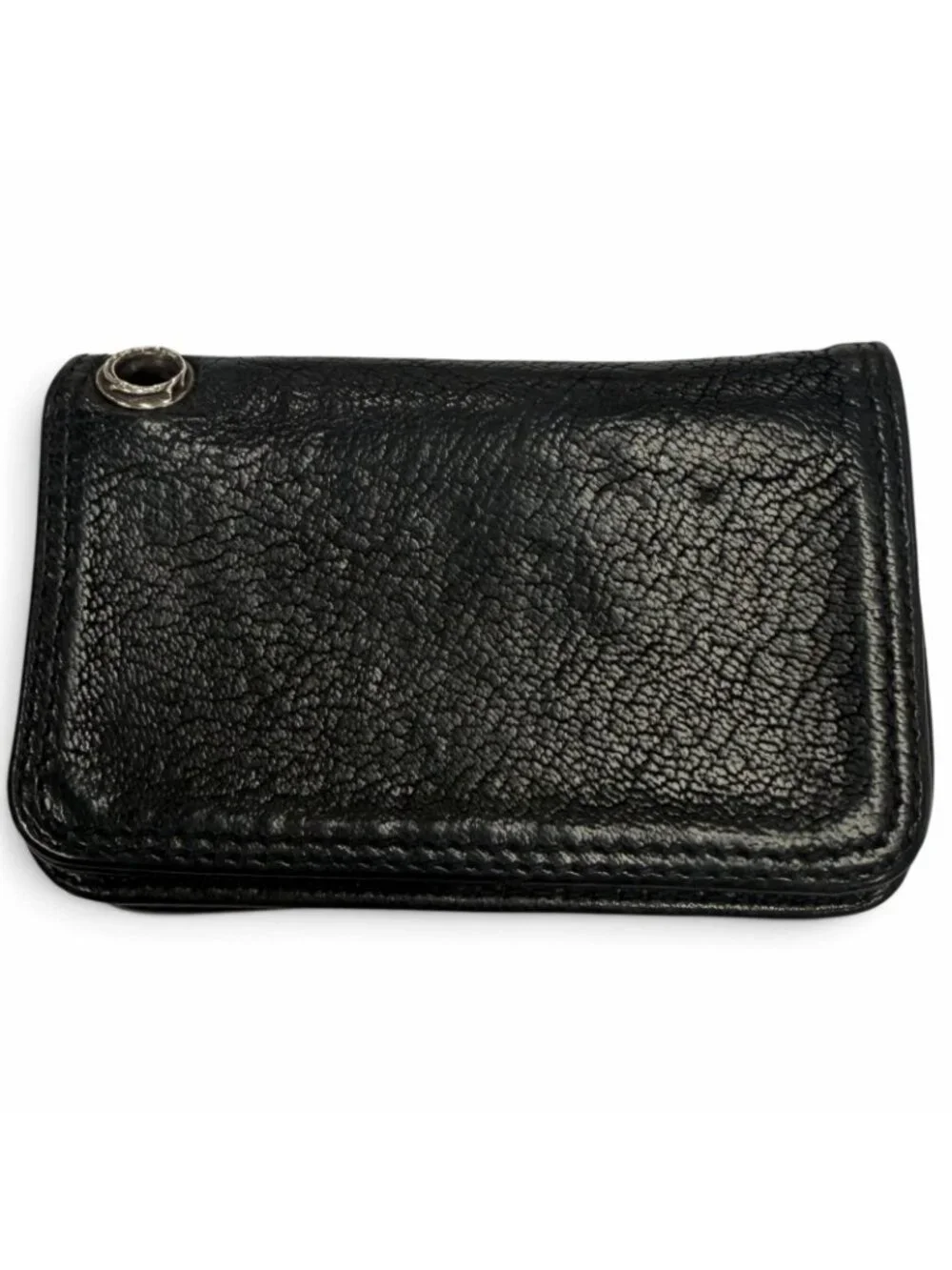 Chrome Hearts Card Case Leather 925 with Grommet Scroll Label Bifold Business